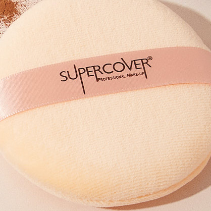 SUPERCOVER cotton velour powder puff with peach ribbon